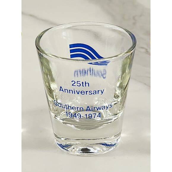 Southern Airways Airline Shot Glass 21th 25th Anniversary 70s x3 New Vintage - Picture 3 of 15